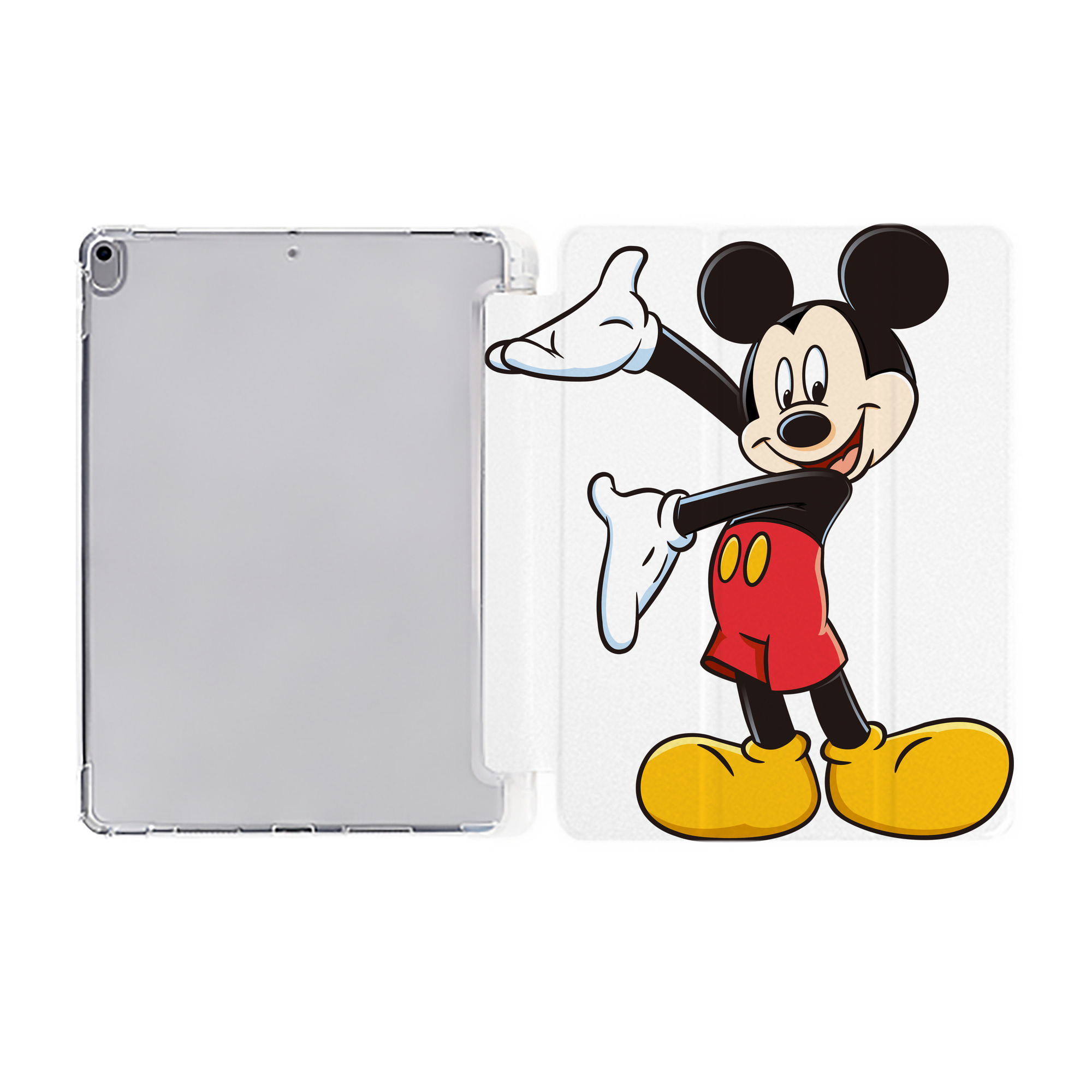 （画像用） ミッキーマウス Mickey Mouse IPad ケース ペン収納付き 三つ折りスタンド PUレザー×シリコン 対応機種9.5/10.5/10.9インチ